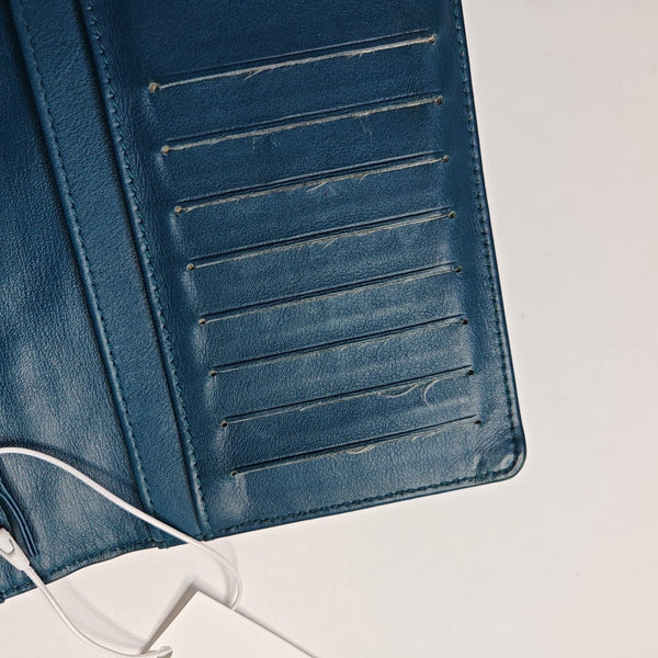 Quilted Patent Leather Wallet Blue