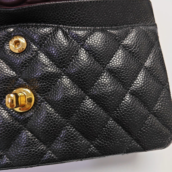 CLASSIC FLAP Small Quilted Grained Calfskin Black