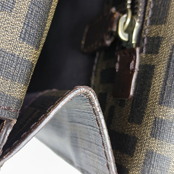 Coated Canvas Top Handle Bag Brown