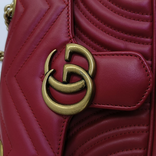 GG Marmont Small Quilted Calfskin Red