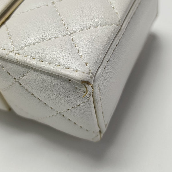 Quilted Lambskin Shoulder Bag White