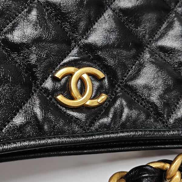 24A Large Quilted Lambskin Black