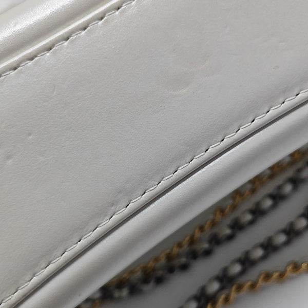 GABRIELLE Small Chevron Calfskin White