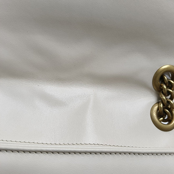 GG Marmont Medium Quilted Calfskin White