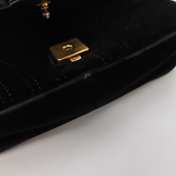 GG Marmont Small Quilted Velvet Black