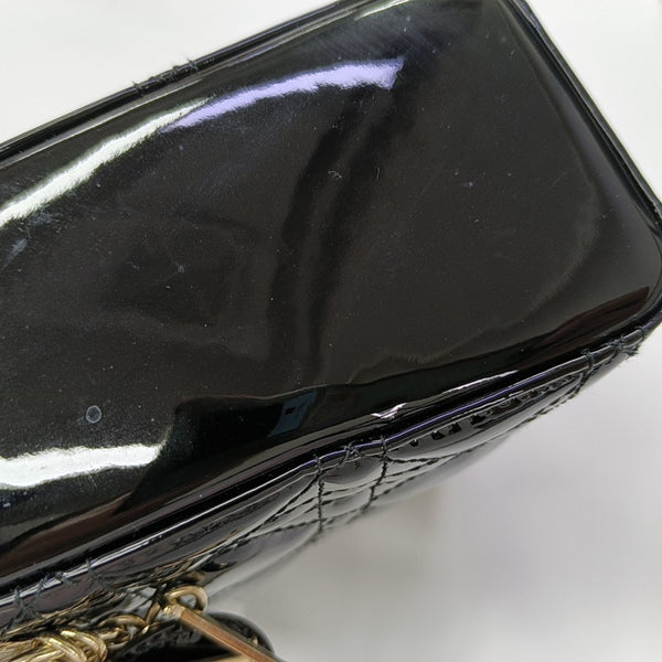 Lady Dior Mini Cannage Patent Leather Black