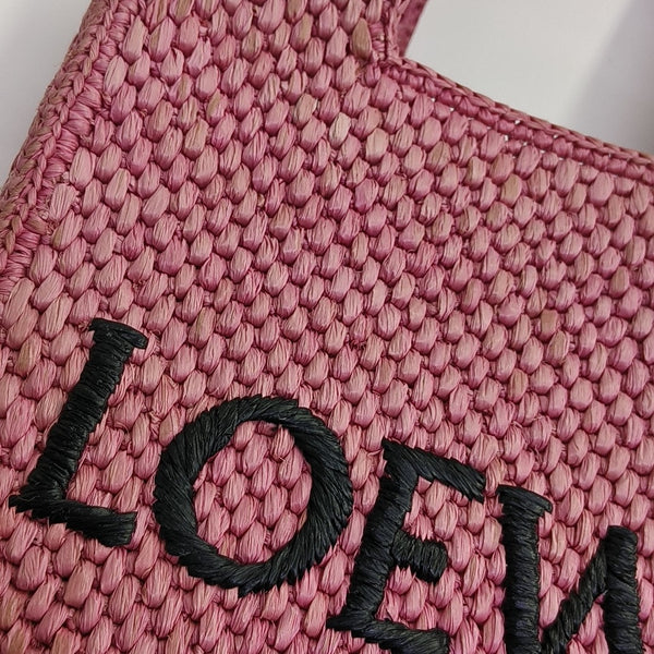 Font Tote Straw Pink