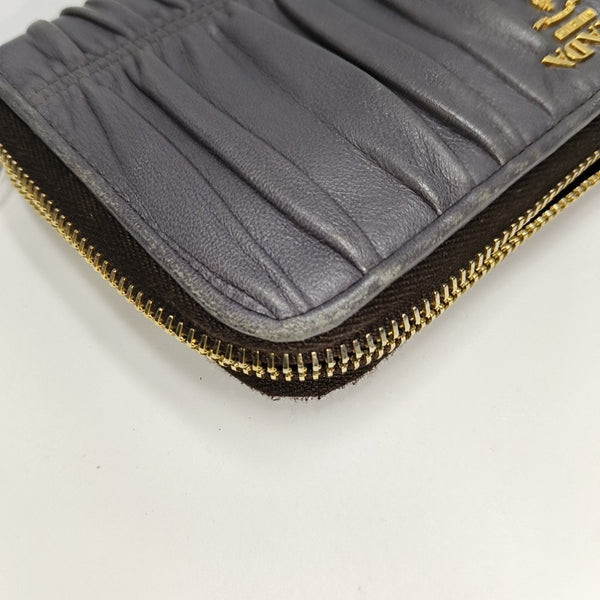 Fold Wallet Quilted Lambskin Gray Wallet