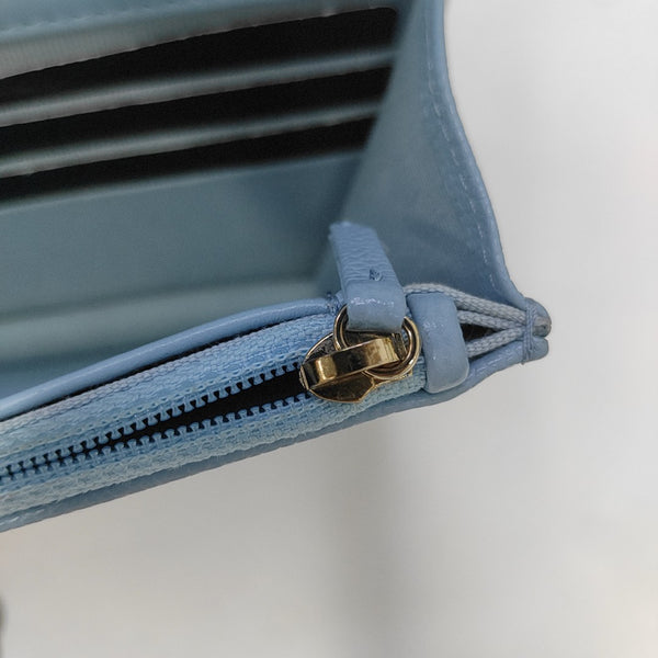 Quilted Grained Calfskin Shoulder Bag Blue