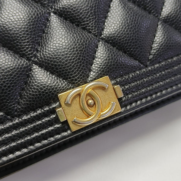 BOY CHANEL Mini Quilted Grained Calfskin Black