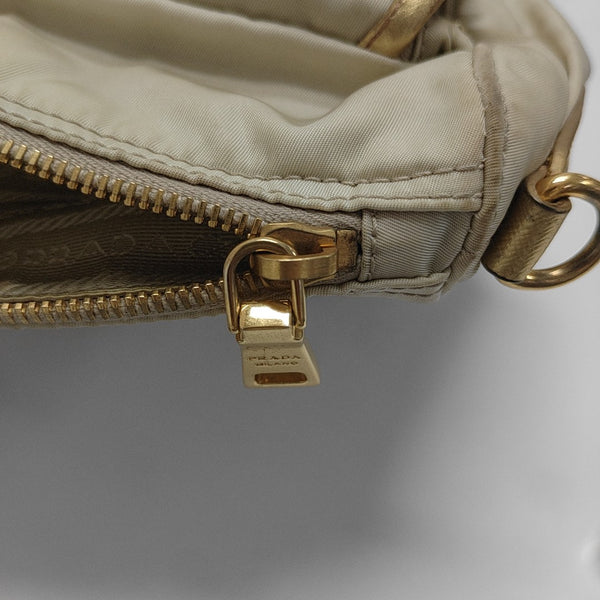 Nylon Shoulder Bag Beige