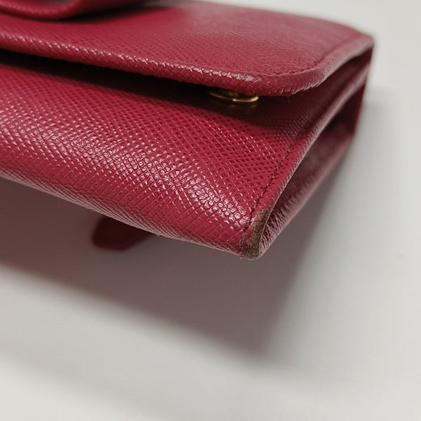 Fiocco Bow Calfskin Red Wallet