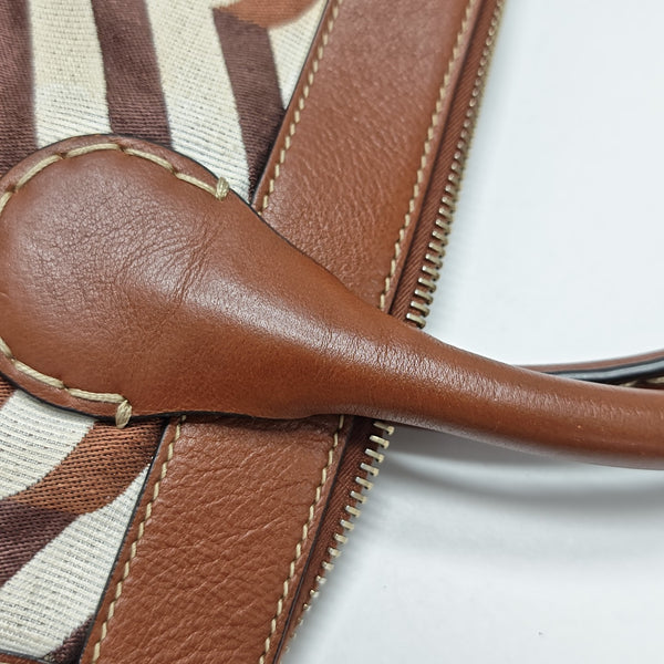 Fabric Top Handle Bag Brown