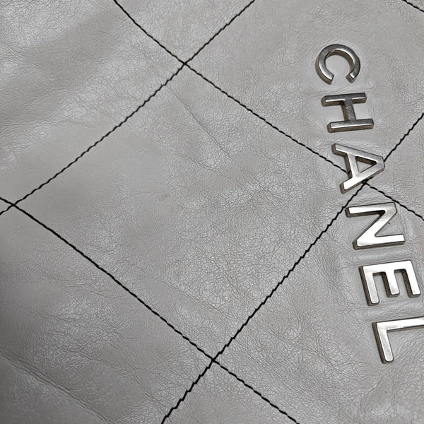 CHANEL 22 Small Quilted Calfskin White