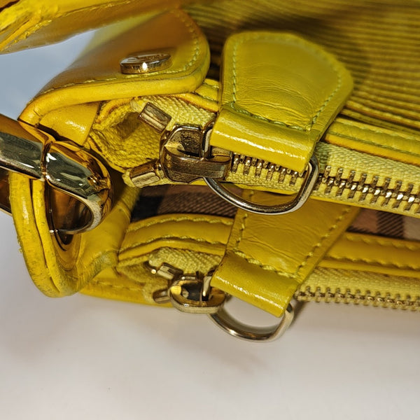 Coated Canvas Top Handle Bag Yellow