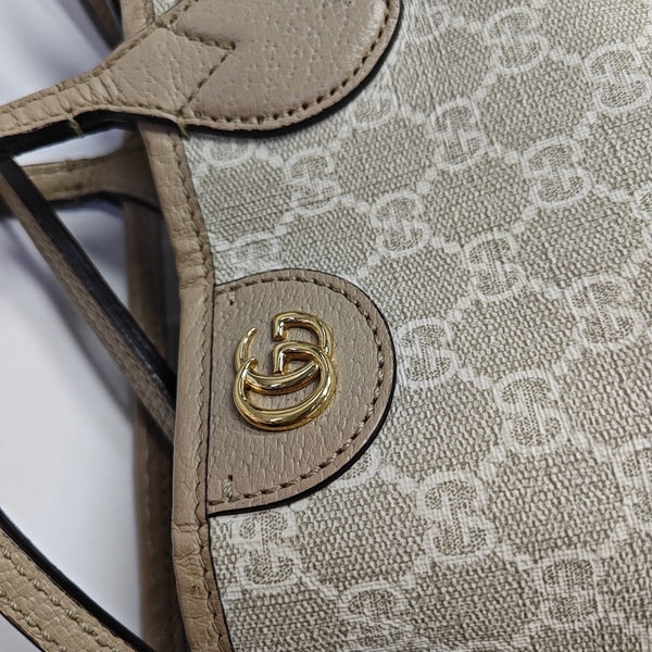 Ophidia Medium Monogram Coated Canvas Beige