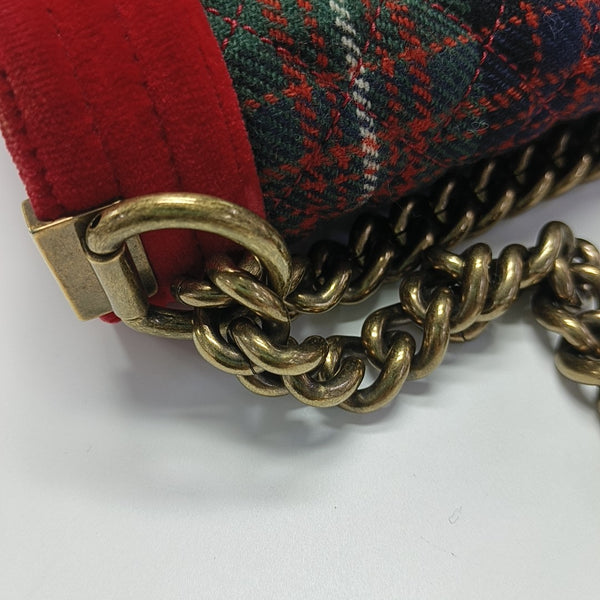 BOY CHANEL Small Quilted Velvet Red