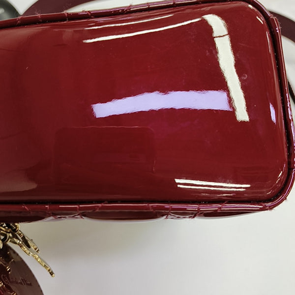 Lady Dior Small Cannage Patent Leather Red