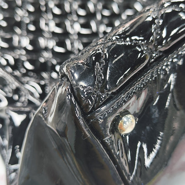 Quilted Patent Leather Tote Bag Black