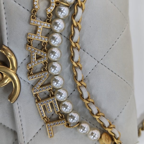 Quilted Lambskin Shoulder Bag White