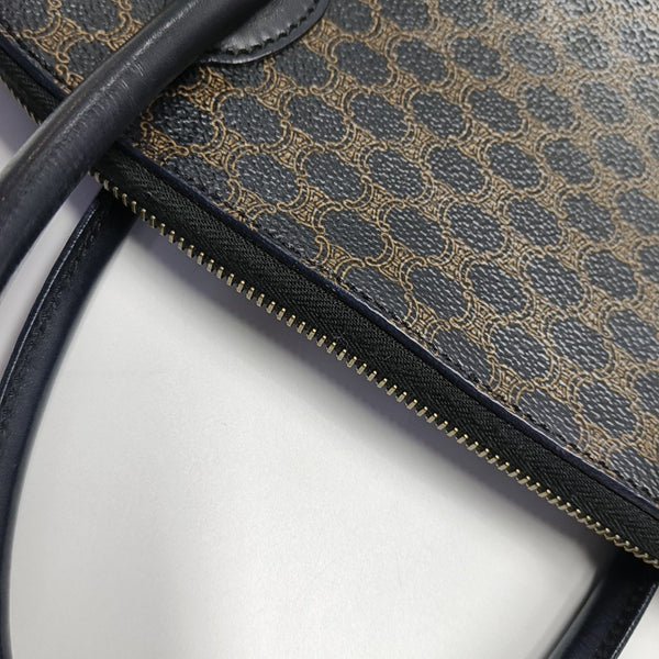 Coated Canvas Top Handle Bag Brown