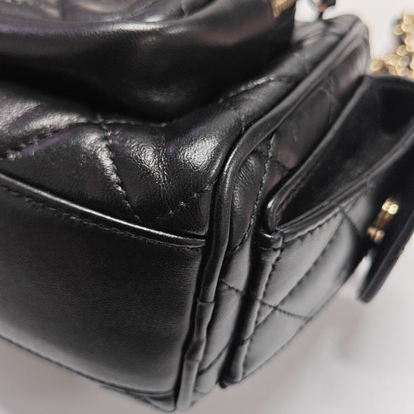 Quilted Lambskin Shoulder Bag Black