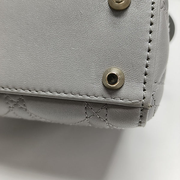 Lady Dior Mini Cannage Lambskin Gray