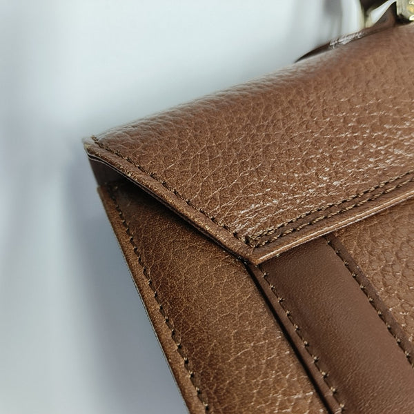Calfskin Top Handle Bag Brown