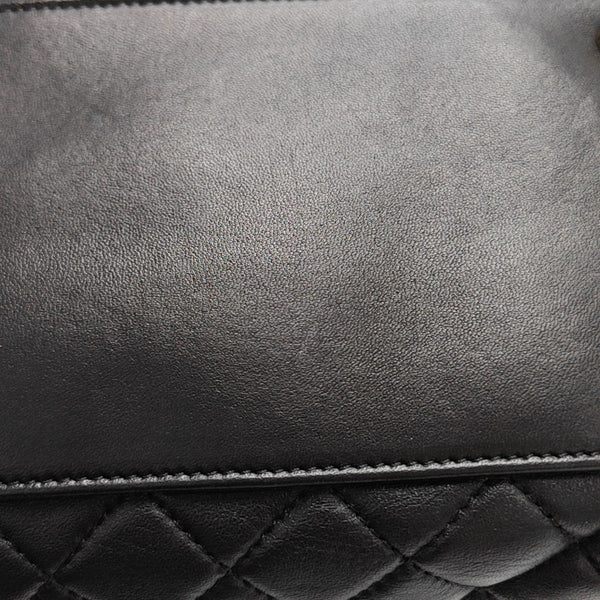 JUST MADEMOISELLE Large Quilted Lambskin Black