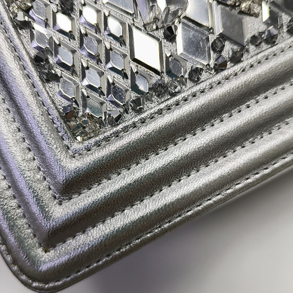 BOY CHANEL Medium Lambskin Silver