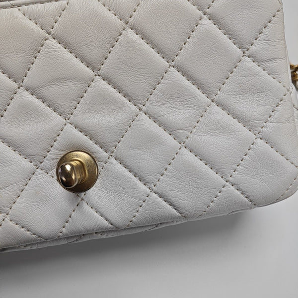 CLASSIC FLAP Mini Quilted Lambskin White