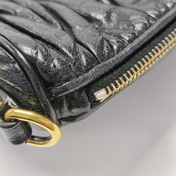 Quilted Lambskin Top Handle Bag Black