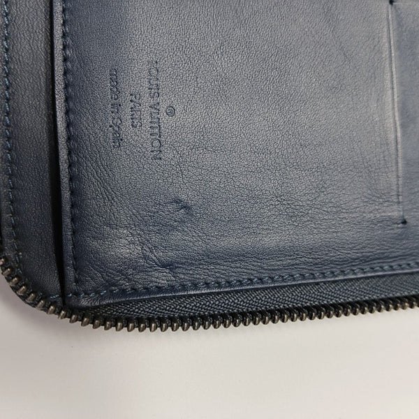ZIPPY Damier Calfskin Blue Wallet