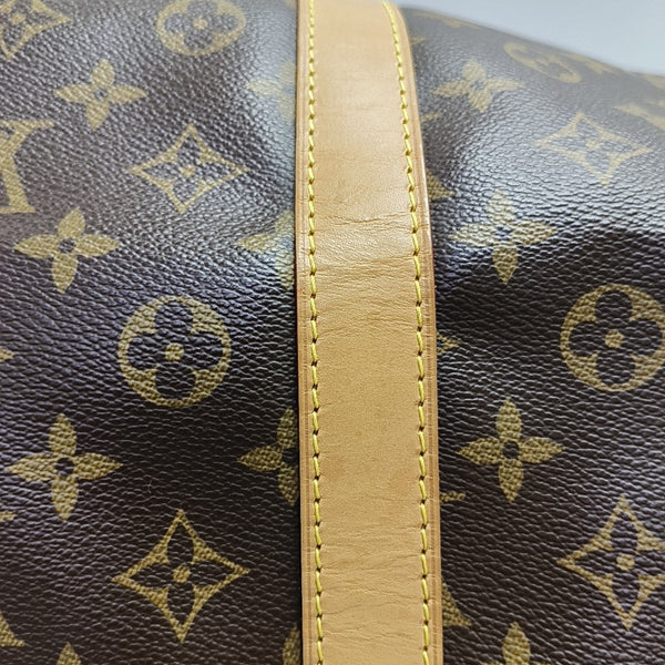 KEEPALL 60 Monogram Coated Canvas Brown