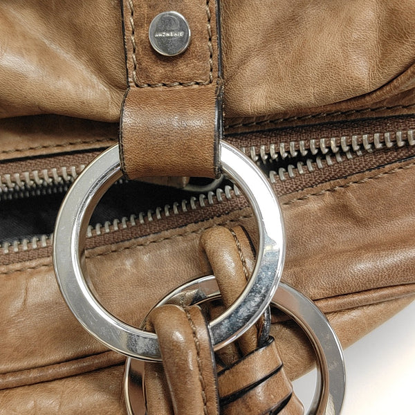 Calfskin Top Handle Bag Brown
