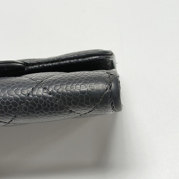 CLASSIC FLAP Quilted Grained Calfskin Black Card Holder