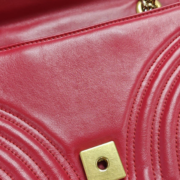 GG Marmont Medium Quilted Calfskin Red