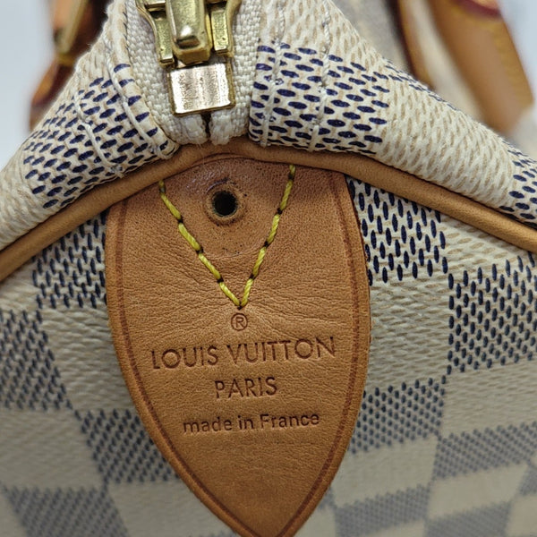 SPEEDY 30 Damier Azur Coated Canvas White