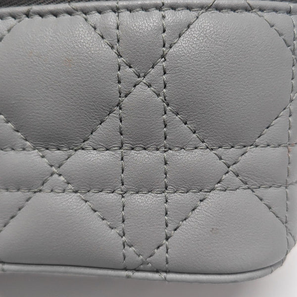 Vanity Lady Dior Super Mini Cannage Lambskin Gray