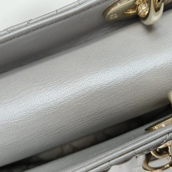 Lady Dior Mini Cannage Lambskin Gray