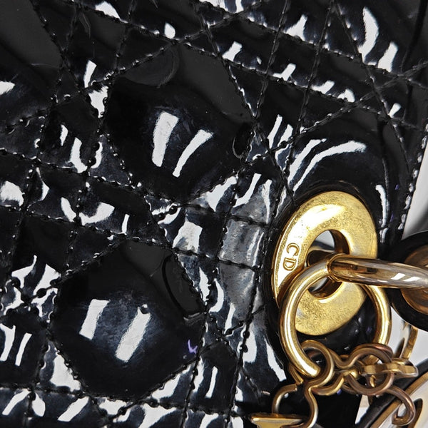 Lady Dior Medium Cannage Patent Leather Black
