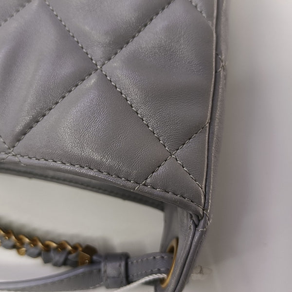 Quilted Lambskin Top Handle Bag Gray