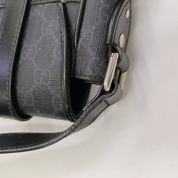 Monogram Coated Canvas Shoulder Bag Black