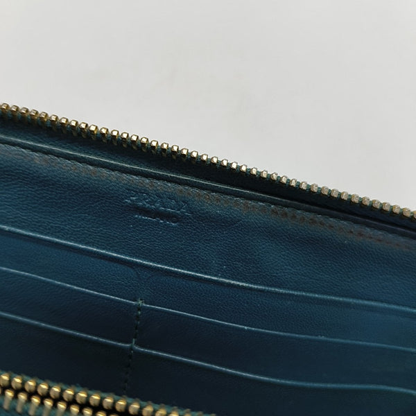 Zippy Wallet Saffiano Calfskin Blue Wallet