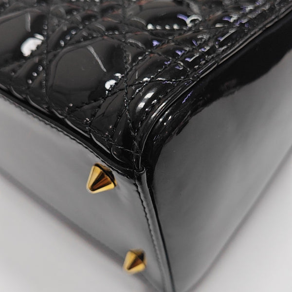 Lady Dior Medium Cannage Patent Leather Black