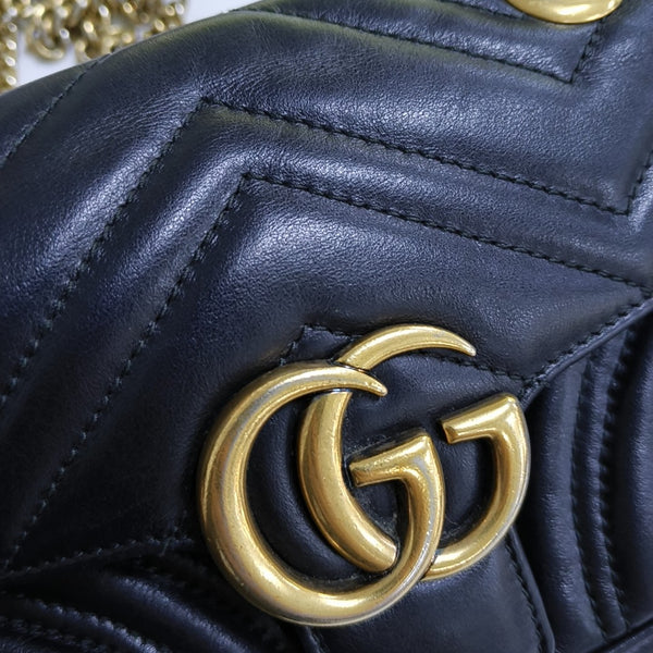 GG Marmont Small Quilted Calfskin Black