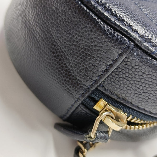 ROUND Quilted Grained Calfskin Blue
