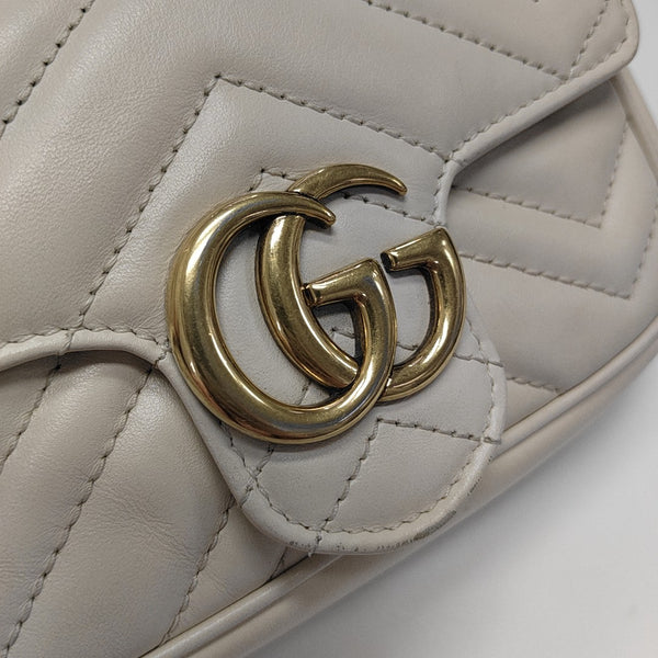 GG Marmont Mini Quilted Calfskin White