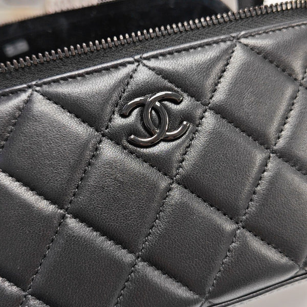 BOLSOS DE COSMÉTICOS VINTAGE Piel de Cordero Acolchada Negra