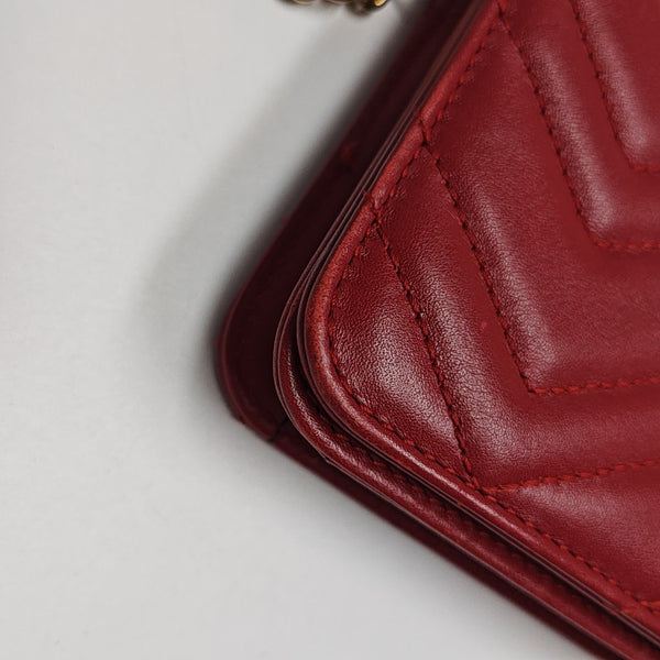 GG Marmont Super Mini Quilted Calfskin Red